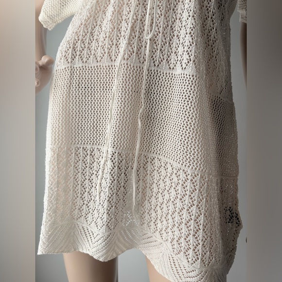 NWT CALVIN KLEIN linen & cotton cream beach cover up tunic SWIM summer dress M - Picture 5 of 12